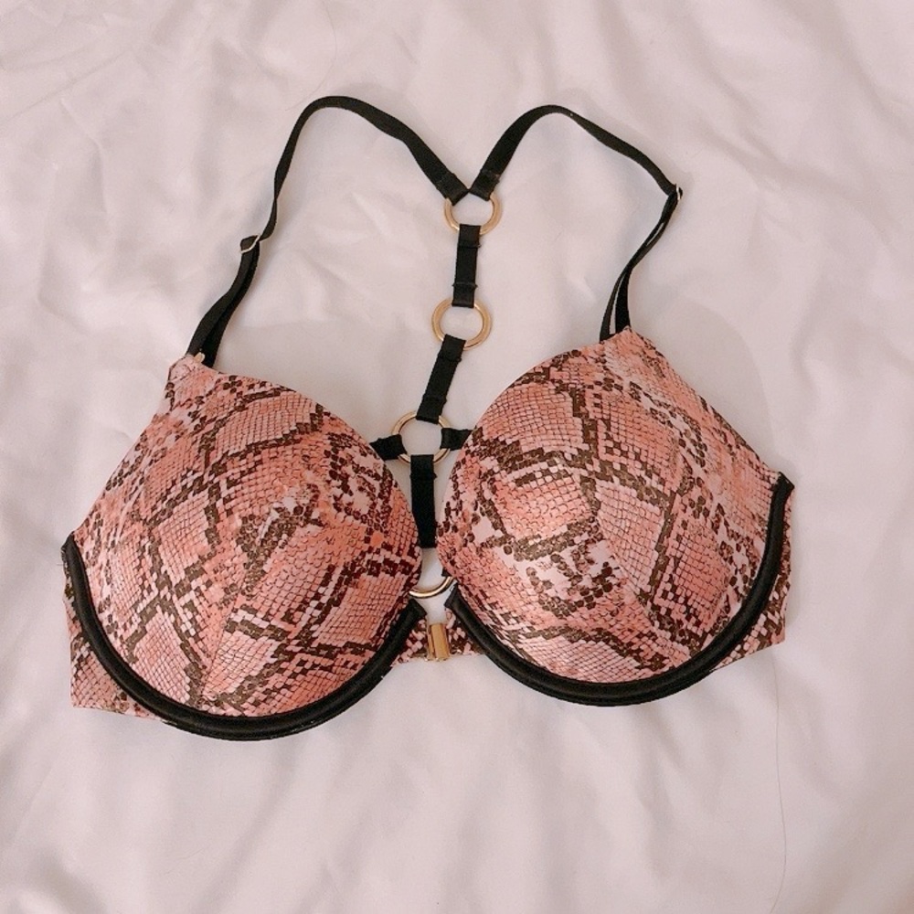 Snake print push up bra front closure